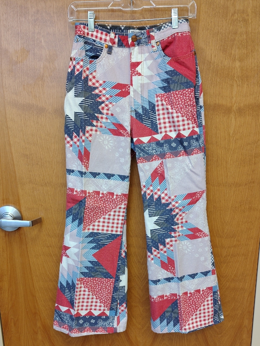 Wrangler Women’s Wanderer High Rise Flare Patchwork Print Flare Jeans